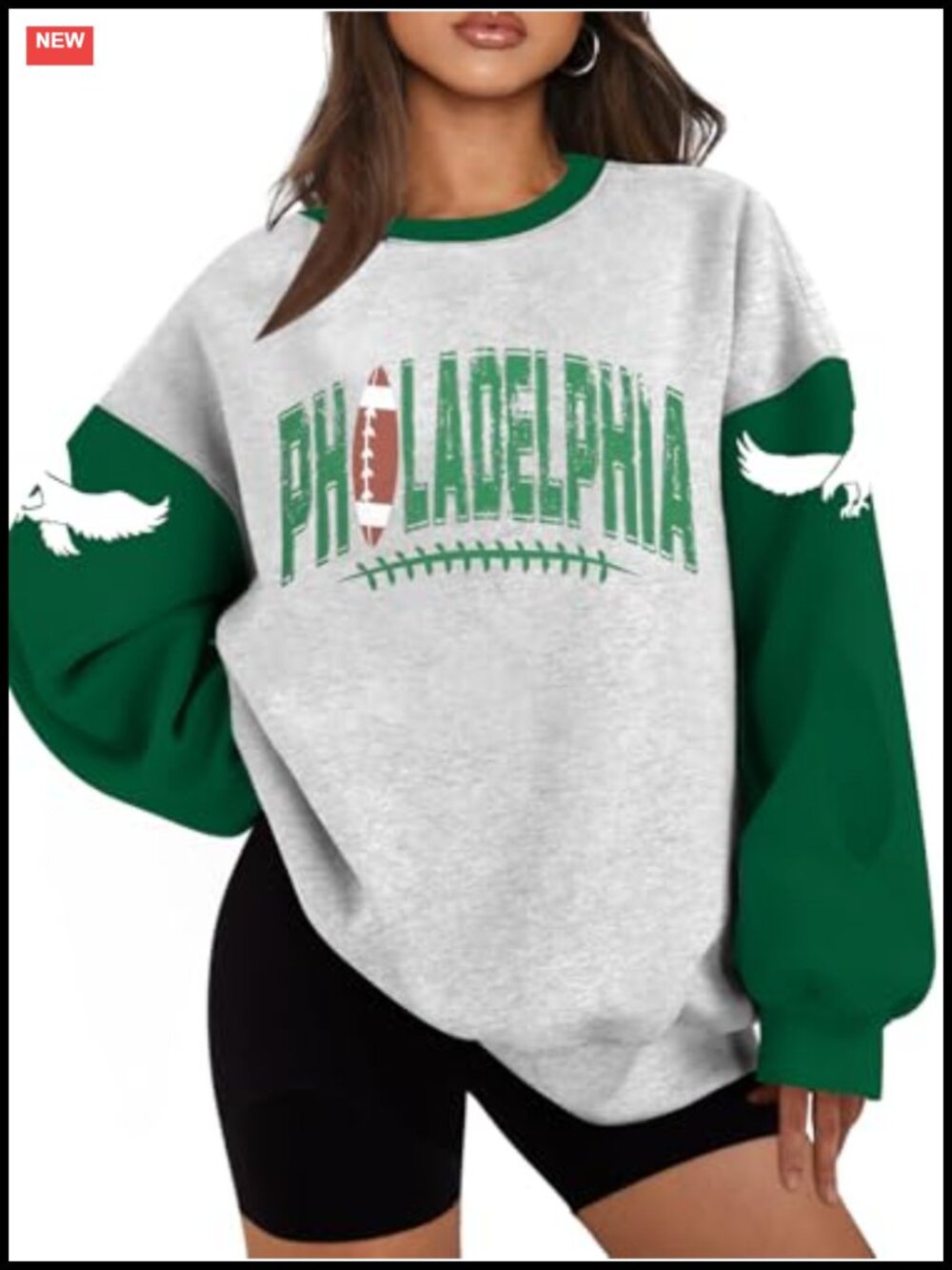Oversized Football Sweatshirt for Women Game Day Pullover Cotton Blend Long